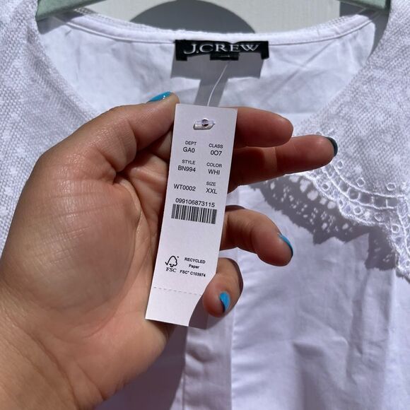 J Crew Lace Collar Poplin Cotton Top NWT - Picture 10 of 14